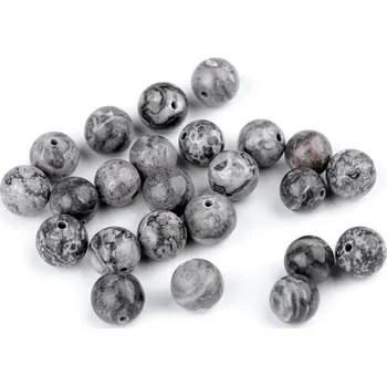 Korálek Minerálové korálky Jaspis šedý Ø8 mm 10ks - jaspis šedý
