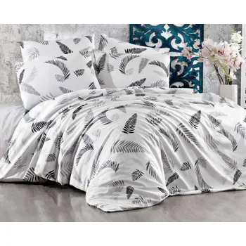 Povlečení Wooline Bavlněné povlečení na peřinu s polštářem, motiv Kapradí černé