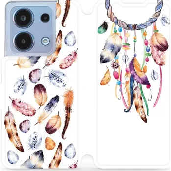 Pouzdro na mobilní telefon Flipové pouzdro Mobiwear - Xiaomi Redmi Note 13 4G - M003S Lapač a barevná pírka (Knížkové flip pouzdro, obal, kryt na mobil Xiaomi Redmi Note 13 4G - M003S Lapač a barevná pírka, materiál Umělá kůže + TPU - ochrana 360°, stojánek, silikonová vanička,)