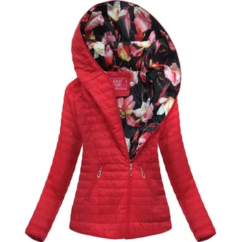 Dámská bunda Červená bunda s asymetrickým zipem (DL015) odstíny červené S (36)