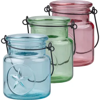 Svícen Svícen sklo 97X126 mm na maxi čajovou svíčku hvězdička, mix barev 299 gram