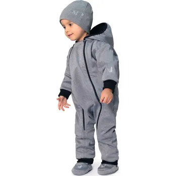 Kojenecká kombinéza ESITO rostoucí softshellová kombinéza s fleecem Šedý melír vel. 86-92 cm