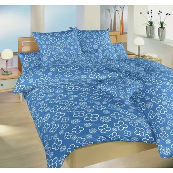 Povlečení Povlečení bavlna Čtyřlístek bílý na denimu 140x200, 70x90 cm