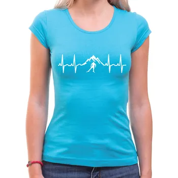 Pánské oblečení Tričko - EKG lyže/bežky/skialp, Barva látky tyrkysová modrá, Střih Dámsky, Velikost Dětské 158cm/12let