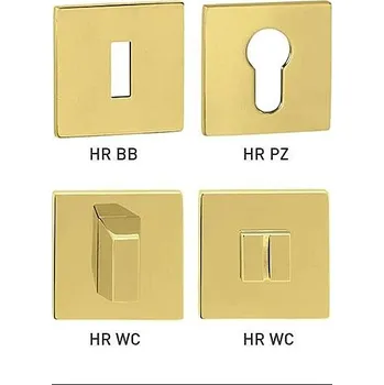 Dveřní kování Dveřní rozeta MP - TI - HR 5S (OLV - Mosaz leštěná lakovaná), Hranatý otvor pro obyčejný klíč BBQ, MP OLV (mosaz leštěná a lakovaná)