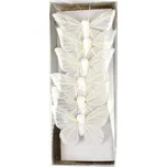 Zápich Motýl, bílý, 6 cm, sada 6 ks