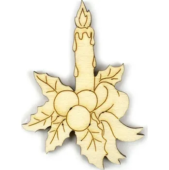 Vánoční dekorace Dřevěný výřez svíčka, 5,5 cm