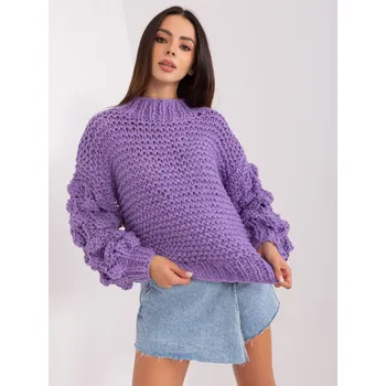 Dámský svetr Hrubě pletený svetr se širokými rukávy Wool Fashion Italia fialový EU velikost: Univerzální