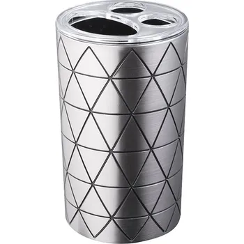 Držák na kartáček BISK Erga Star, sklenice na zubní kartáčky na postavení, stříbrná, ERG-07126