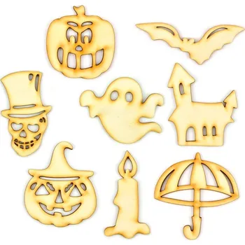 Party dekorace Sada dřevěných výřezů, halloween, 8 ks