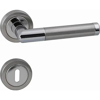 Dveřní kování Dveřní kování MP WB - PRADO 010 - R EPR (OC/BN - Chrom lesklý / broušená nerez), klika-klika, WC klíč, MP OC/BN - Chrom lesklý / broušená nerez