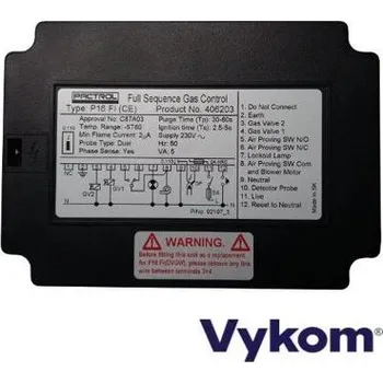 Příslušenství ke kotli Řídící a zapalovací automatika Pactrol P16 FI(CE), Tp 30-80s, Ts 2,5-5s, kód: 406203