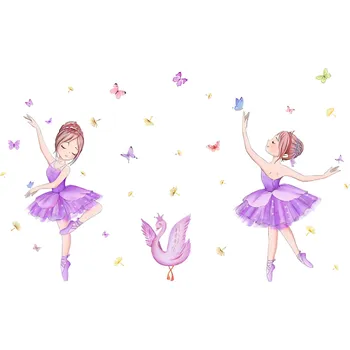 Samolepící dekorace Excellent Samolepka na zeď 74x119 cm - Fialové baletky s motýlem