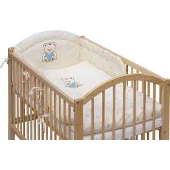 Dětská postýlka Dětská postýlka s kompletní výbavou Scarlett 120 x 60 cm - Méďa - béžová