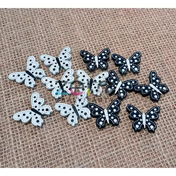 kreativní sada Motýl dřevěný samolepicí (12 ks) - černá/bílá (mix)