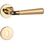 Dveřní kování MP MARIGOLD 2 - R 7S (OLV/OLS - Mosaz leštěná lakovaná / mosaz broušená), klika-klika, Bez spodní rozety, MP OLV/OLS