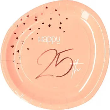 Party nádobí Folat TALÍŘE papírové - narozeniny 25 Elegant Lush Blush 23cm