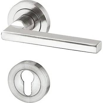 Dveřní kování Dveřní kování ACT Leipzig R (NEREZ), klika-klika, Otvor pro obyčejný klíč BB, AC-T Nerez