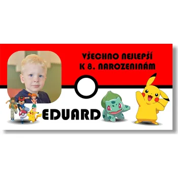 Personal Narozeninový banner s fotkou - Pokemon Rozměr banner: 130 x 260 cm