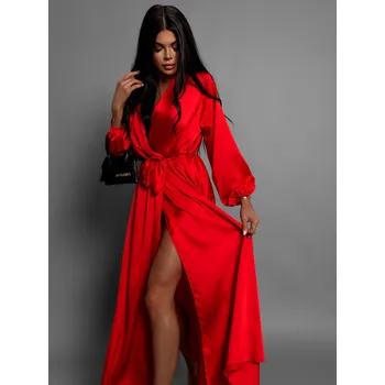 Dámské šaty Červené elegantní šaty WOMAN s dlouhým rukávem XL