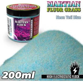 Plastikový model Martian Fluor Grass 4–6 mm – modelářský posyp Neon Yeti Blue (200 ml)