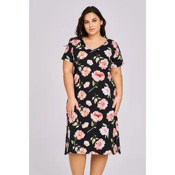 Dámská noční košile Taro noční košile Peony 3160 - černá, XXL (Bavlněná noční košile dámská)