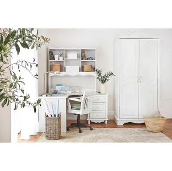 Psací stůl BEMONDI - Mollie - Rohový bílý psací stůl s nástavcem