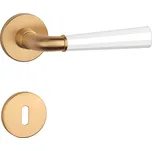 Dveřní kování MP MARIGOLD 2 - R 7S (OLS/WS - Mosaz broušená / bílá matná), klika-klika, Bez spodní rozety, MP OLS/WS