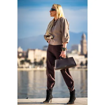 Jadberg Women Elegantní kalhoty dámské Älskar-tmavě hnědé Velikost: M-L