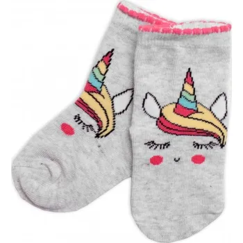 Dětské bavlněné ponožky - JEDNOROŽEC šedé - vel.15-18