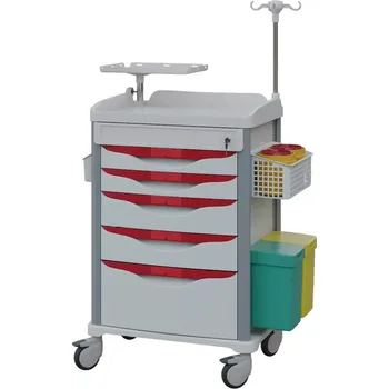 OVM - 05 vozík zdravotnický Emergency, bílá/červené zásuvky