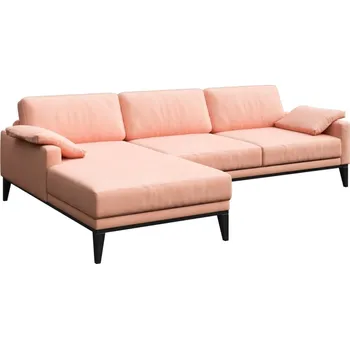 Pohovka Světle růžová sametová rohová pohovka MESONICA Musso 248 cm, levá