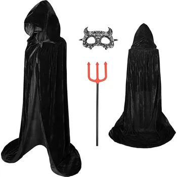 Karnevalový kostým Halloweenský plášť s doplňky Černá 130 cm
