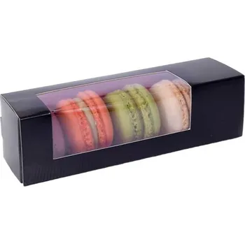 Dárková krabička Malá papírová krabička na makronky, černo růžová - 1 ks - House of Marie