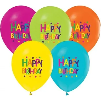 Party dekorace Latexové balonky barevné - Happy birthday 30 cm - 5 ks