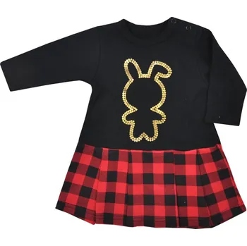 Kojenecké šaty Kojenecké bavlněné šatičky - černo/červená