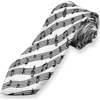 Kravata Kravata slim Partitura - bílá