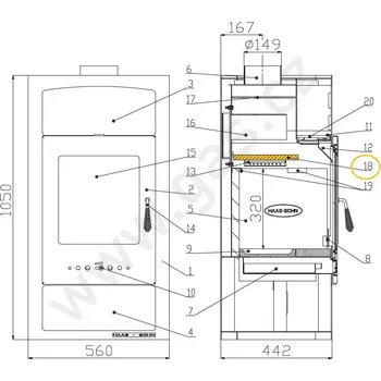 Krbová kamna HAAS-SOHN Clona volná ADRIA II 25x260x445 mm LACFIRE 0050501490005 free_store_pickup