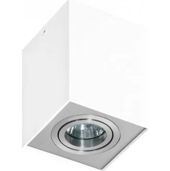 Bodové svítidlo Stropní bodové přisazené svítidlo AZzardo Eloy 1 white/aluminium AZ0872 GU10 1x50W IP20 9,5cm hranaté bílo-hliníkové