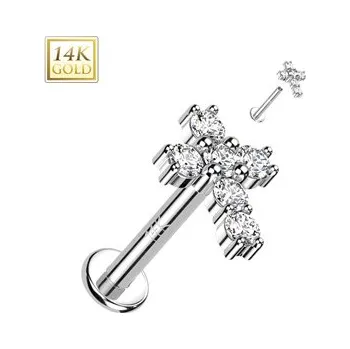 Piercing ZL01249-1206-WG Zlatý piercing do brady - labreta, Au 585/1000