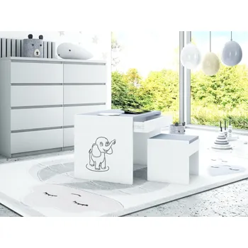 Dětský pokoj Stůl se šuplíkem a jedna židle - slůně / šedá