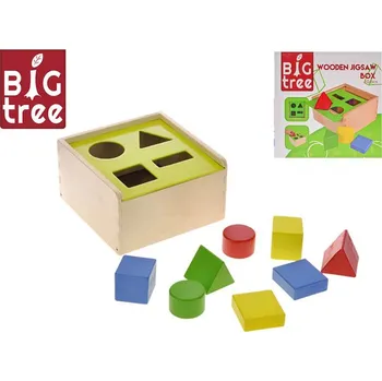 Hračka pro nejmenší Big Tree vkládačka dřevěná 18x18x10 cm různé tvary 12 m+