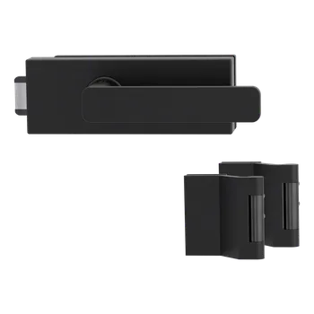 Dveřní kování GK - PURISTO S - ZÁMEK na sklo s klikou MINIMAL MODERN - UV (vč. závěsů) kování na sklo bez otvoru Grafit černá (28)