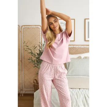 Dámské pyžamo Růžové dámské pyžamo s volnými kalhotami Velikost: 2XL