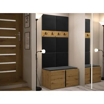 Předsíňová stěna Předsíň Tavasz IV, Barva: dub artisan / dub artisan + černá, Barva látek:: Manila 18 MIRJAN 5903211116056