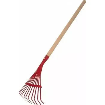 Pískoviště Hrábě planžetové červené s násadou kov/dřevo 80cm nářadí