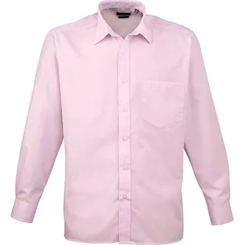 Pánská košile Premier Workwear Pánská košile s dlouhým rukávem PR200 Pink -ca. Pantone 1895 42 (16H)