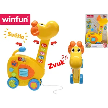 Hračka pro nejmenší Winfun Žirafa tahací/kytara 2v1 34 cm na baterie se světlem a zvukem 18m+ v krabičce