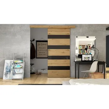 Interiérové dveře Posuvné dveře Rubi 70 V, Barva: dub artisan/černý lacobel MIRJAN 5903211126970