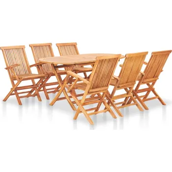 Petrashop 7dílný skládací zahradní jídelní set masivní teakové dřevo Hnědá48999